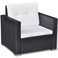 6 Piece Garden Lounge Set with Cushions Poly Rattan Black Outdoor Furniture Kings Warehouse 