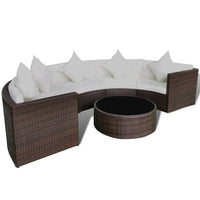 6 Piece Garden Lounge Set with Cushions Poly Rattan Brown Kings Warehouse 