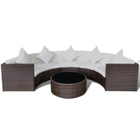 6 Piece Garden Lounge Set with Cushions Poly Rattan Brown Kings Warehouse 