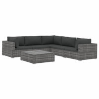 6 Piece Garden Lounge Set with Cushions Poly Rattan Grey Kings Warehouse 