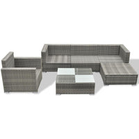 6 Piece Garden Lounge Set with Cushions Poly Rattan Grey Kings Warehouse 