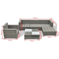 6 Piece Garden Lounge Set with Cushions Poly Rattan Grey Kings Warehouse 