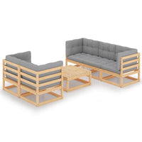 6 Piece Garden Lounge Set with Cushions Solid Pinewood Kings Warehouse 