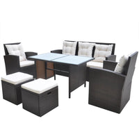 6 Piece Outdoor Dining Set with Cushions Poly Rattan Brown Kings Warehouse 