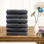 6 piece ultra light cotton face washers in charcoal Kings Warehouse 