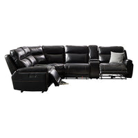 6 Seater Corner Sofa with Genuine Leather Black Armless Recliners Straight Console Lounge Set for Living Room Living Room Kings Warehouse 