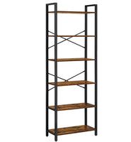 6-Tier Storage Rack with Industrial Style Steel Frame Rustic Brown and Black, 186 cm High Storage Supplies Kings Warehouse 