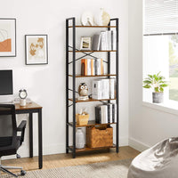 6-Tier Storage Rack with Industrial Style Steel Frame Rustic Brown and Black, 186 cm High Storage Supplies Kings Warehouse 
