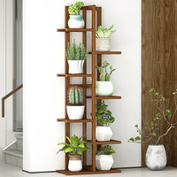 6 Tiers Vertical Bamboo Plant Stand Staged Flower Shelf Rack Outdoor Garden garden supplies Kings Warehouse 