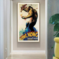 60cmx120cm King Kong 1933 Gold Frame Canvas Wall Art Kings Warehouse 