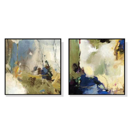 60cmx60cm Abstract Blue 2 Sets Black Frame Canvas Wall Art Kings Warehouse 