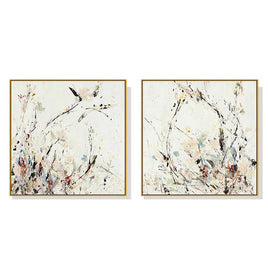 60cmx60cm Afternoon Walk 2 Sets Gold Frame Canvas Wall Art Kings Warehouse 
