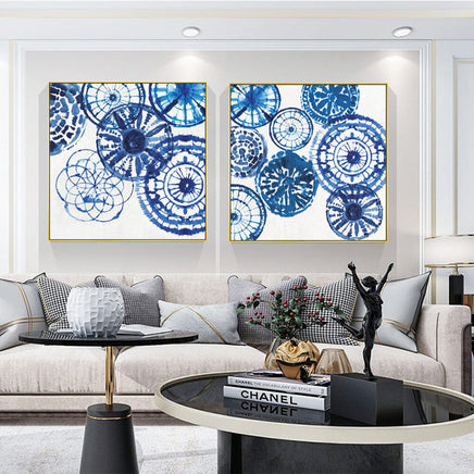 60cmx60cm Blue Day 2 Sets Gold Frame Canvas Wall Art Kings Warehouse 