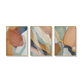 60cmx90cm Abstract Orange 3 Sets Gold Frame Canvas Wall Art Kings Warehouse 