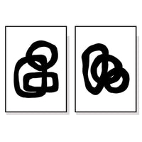 60cmx90cm Black and White 2 Sets Black Frame Canvas Wall Art Kings Warehouse 