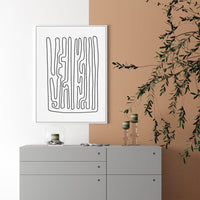 60cmx90cm Black And White Lines White Frame Canvas Wall Art Kings Warehouse 