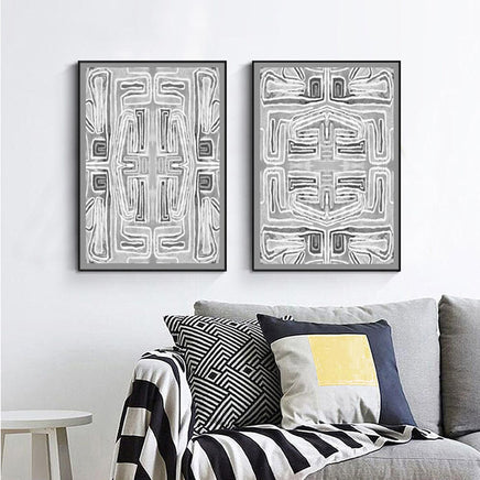 60cmx90cm Black White Pattern 2 Sets Black Frame Canvas Wall Art Kings Warehouse 