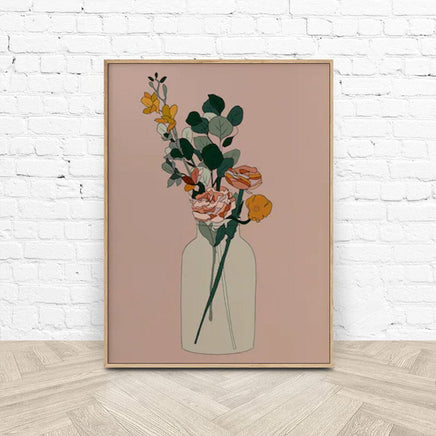 60cmx90cm Boho Floral Wood Frame Canvas Wall Art Kings Warehouse 