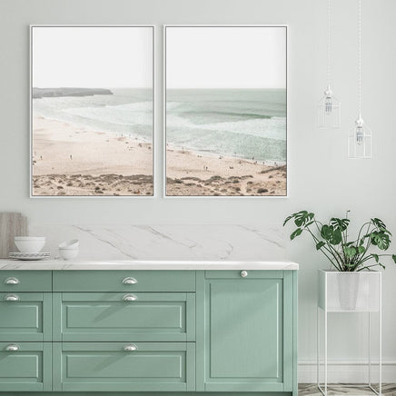 60cmx90cm Coastal Prints 2 Sets White Frame Canvas Wall Art Kings Warehouse 