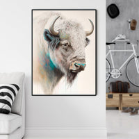 60cmx90cm Great White Buffalo Black Frame Canvas Wall Art Kings Warehouse 