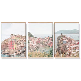 60cmx90cm Italy Cinque Terre 3 Sets Wood Frame Canvas Wall Art Kings Warehouse 