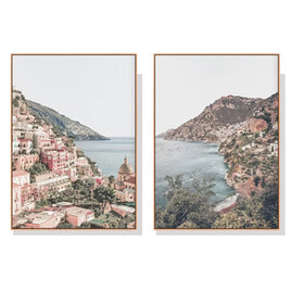 60cmx90cm Italy Positano 2 Sets Wood Frame Canvas Wall Art Kings Warehouse 