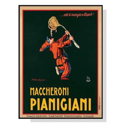 60cmx90cm Maccheroni Pianiciani Black Frame Canvas Wall Art KingsWarehouse 