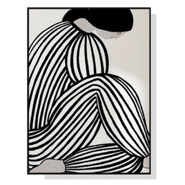 60cmx90cm Mid Century Figure Black Frame Canvas Wall Art Kings Warehouse 