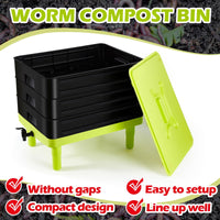 60L Large Worm Farm 3 Trays Worm Composter Bins Composting System Worm Tea Kings Warehouse 