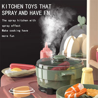 65pcs 93cm Children Kitchen Kitchenware Play Toy Simulation Steam Spray Cooking Set Cookware Tableware Gift Grey Color KingsWarehouse 