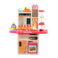 65pcs 93cm Children Kitchen Kitchenware Play Toy Simulation Steam Spray Cooking Set Cookware Tableware Gift Pink Color KingsWarehouse 