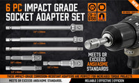 6Pc Drill Socket Adapter Set Long Short Combination Extension Impact Nut Driver Kings Warehouse 