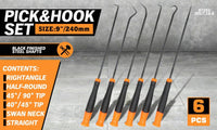 6Pc Extra Long Pick and Hook Set O Ring Seal Puller Remover Fuse Wire Scribe Kings Warehouse 
