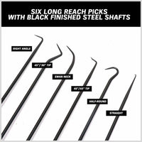 6Pc Extra Long Pick and Hook Set O Ring Seal Puller Remover Fuse Wire Scribe Kings Warehouse 