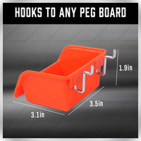 6Pc Pegboard Bins Peg Board Parts Storage With Steel Hooks Tools Organiser Tray Kings Warehouse 
