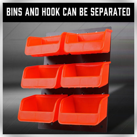 6Pc Pegboard Bins Peg Board Parts Storage With Steel Hooks Tools Organiser Tray Kings Warehouse 