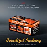 6Pc Pegboard Bins Peg Board Parts Storage With Steel Hooks Tools Organiser Tray Kings Warehouse 