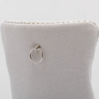 6x AADEN Modern Elegant Button-Tufted Upholstered Fabric with Studs Trim and Wooden legs Dining Side Chair-Beige Kings Warehouse 