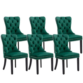 6x Velvet Dining Chairs- Green Kings Warehouse 