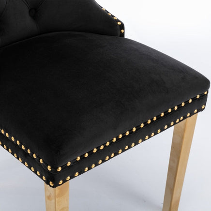 6x Velvet Dining Chairs with Golden Metal Legs-Black Kings Warehouse 