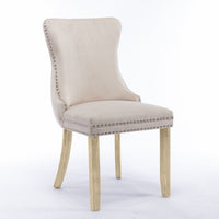 6x Velvet Upholstered Dining Chairs Tufted Wingback Side Chair with Studs Trim Solid Wood Legs for Kitchen Kings Warehouse 
