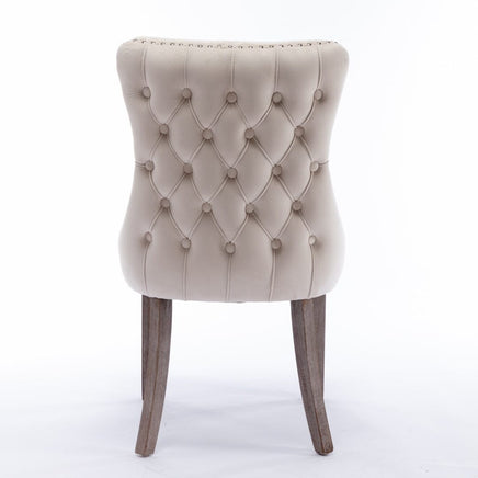 6x Velvet Upholstered Dining Chairs Tufted Wingback Side Chair with Studs Trim Solid Wood Legs for Kitchen Kings Warehouse 