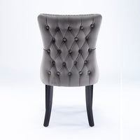 6x Velvet Upholstered Dining Chairs Tufted Wingback Side Chair with Studs Trim Solid Wood Legs for Kitchen Kings Warehouse 
