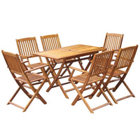 7 Piece Folding Outdoor Dining Set Solid Acacia Wood Kings Warehouse 