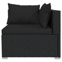 7 Piece Garden Lounge Set with Cushions Poly Rattan Black garden supplies Kings Warehouse 