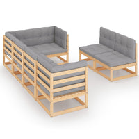 7 Piece Garden Lounge Set with Cushions Solid Pinewood