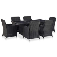 7 Piece Outdoor Dining Set Poly Rattan Black Kings Warehouse 