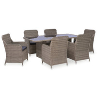 7 Piece Outdoor Dining Set Poly Rattan Brown Kings Warehouse 
