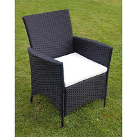 7 Piece Outdoor Dining Set with Cushions Poly Rattan Black Kings Warehouse 