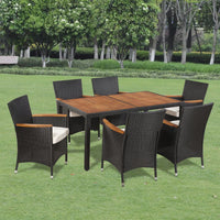 7 Piece Outdoor Dining Set with Cushions Poly Rattan Kings Warehouse 